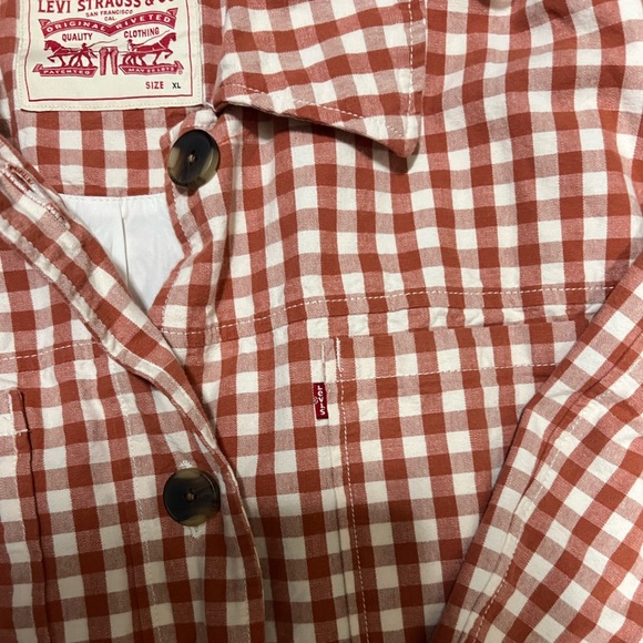 Levi's burnt orange and White gingham coat- size XL - Picture 4 of 6